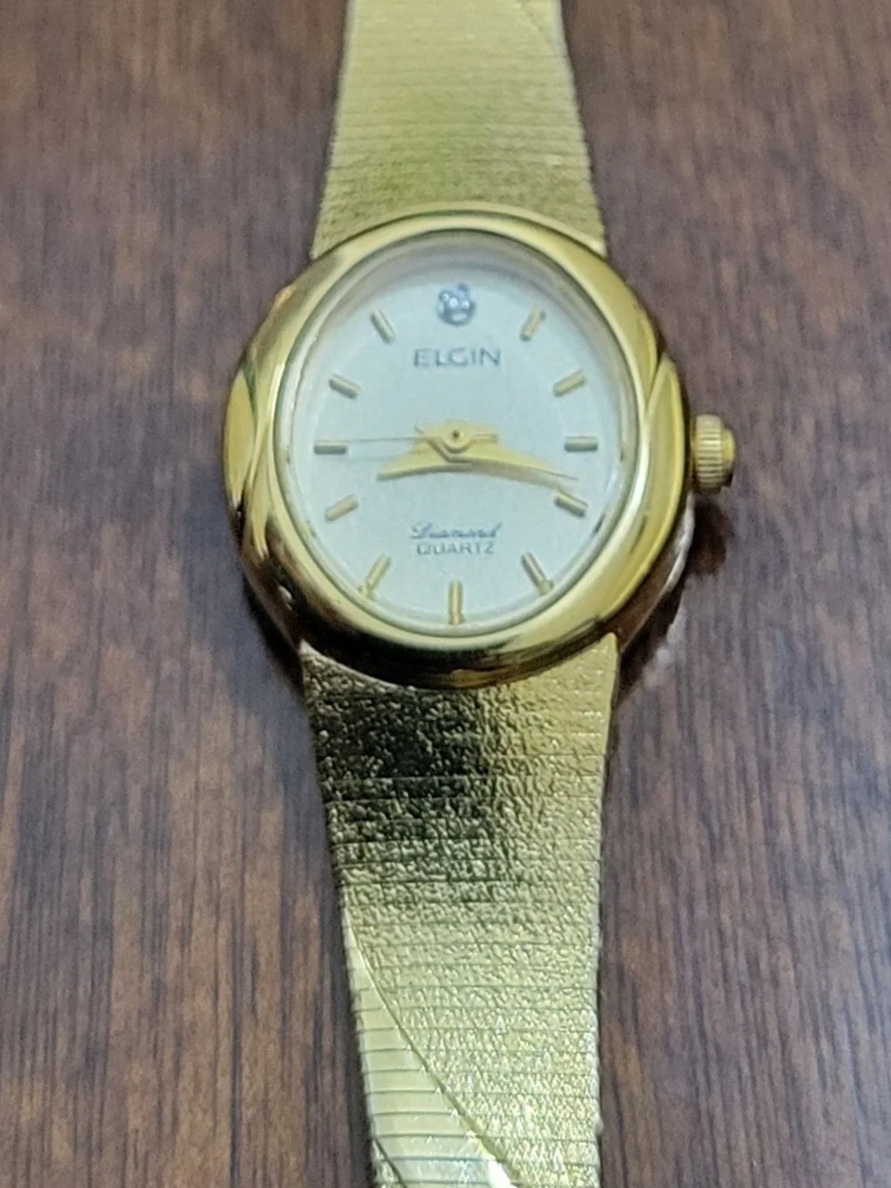 Women's Petite Elgin Gold Watch With Adjustable Strap Diamond Marker EK511-007